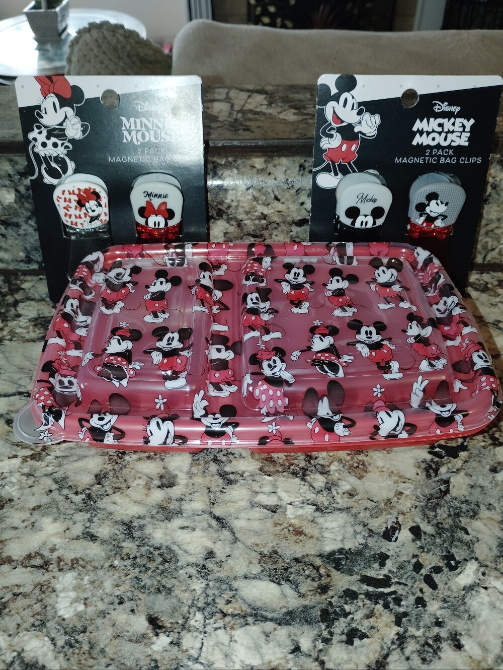 Disney Minnie & Mickey Pink Party Serving Tray with Magnetic Bag Clips